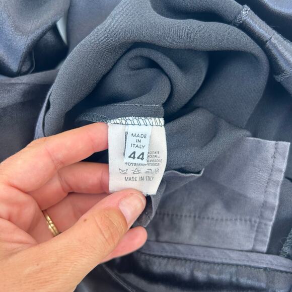 Vintage Designer Wide Leg Satin Slinky Trousers Black Italian 44 Acetate Viscose - Picture 10 of 11